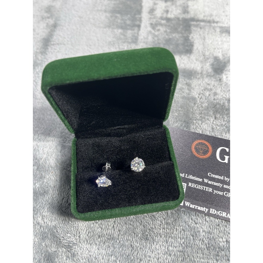 1.5 Ct Moissanite Stud Earrings 925 Silver Solitaire GRA Certified D 7 mm NEW